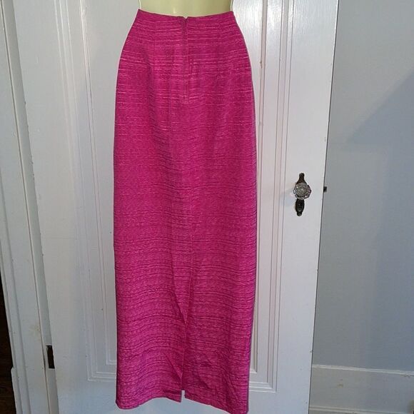 Vtg 80s Bridal Originals bright fuchsia pink 2 pc taffeta dressy outfit - Picture 11 of 13